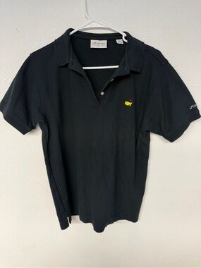 Vintage Masters collection Black Embroidered Logo Polo Shirt